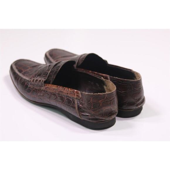 Prada Brown Crocodile Leather Penny Loafers Men's US 8.5 - Picture 13 of 13